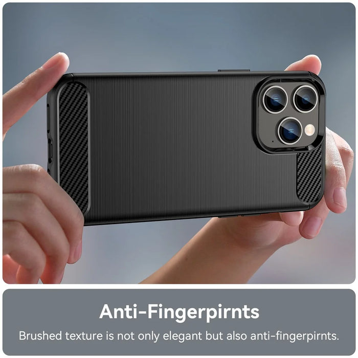 For iPhone 14 Pro 6.1 inch Brushed Carbon Fiber Texture Light Thin TPU Case Well-protected Mobile Phone Cover - Black - 5