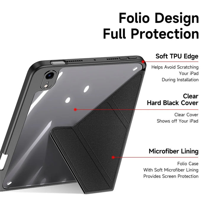 DUX DUCIS Magi Protective Case for iPad mini (2024) / mini (2021) Detachable 2-in-1 Leather+PC+TPU Auto Wake  /  Sleep Function Tablet Cover with V-Fold Stand - Black - 6