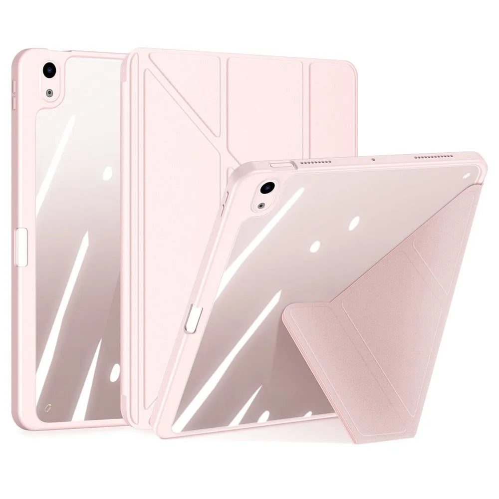 DUX DUCIS Magi Protective Case for iPad Air (2020) / (2022) V-fold Stand Anti-wear Leather+PC+TPU Support Auto Wake / Sleep Function Tablet Cover - Pink - 1