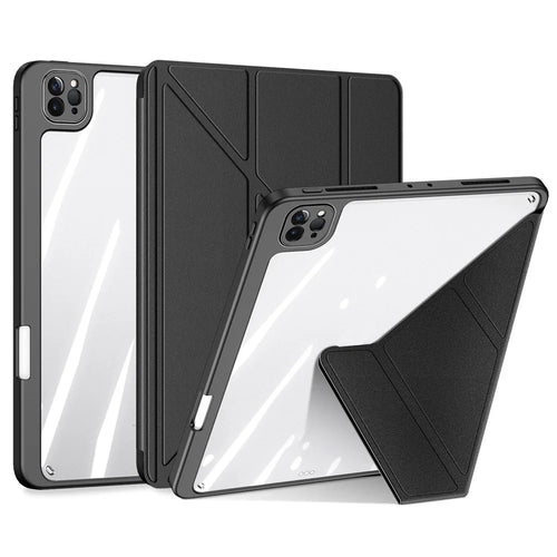 DUX DUCIS for iPad Pro 12.9 (2022) / (2021) / (2020)Case Detachable Leather+PC+TPU Anti-drop Tablet Cover with V-fold Stand - Black - 1