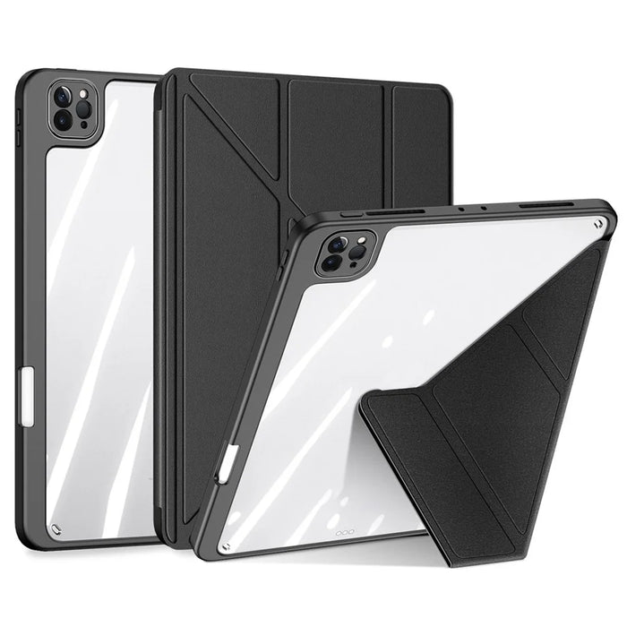 DUX DUCIS for iPad Pro 12.9 (2022) / (2021) / (2020)Case Detachable Leather+PC+TPU Anti-drop Tablet Cover with V-fold Stand - Black - 1