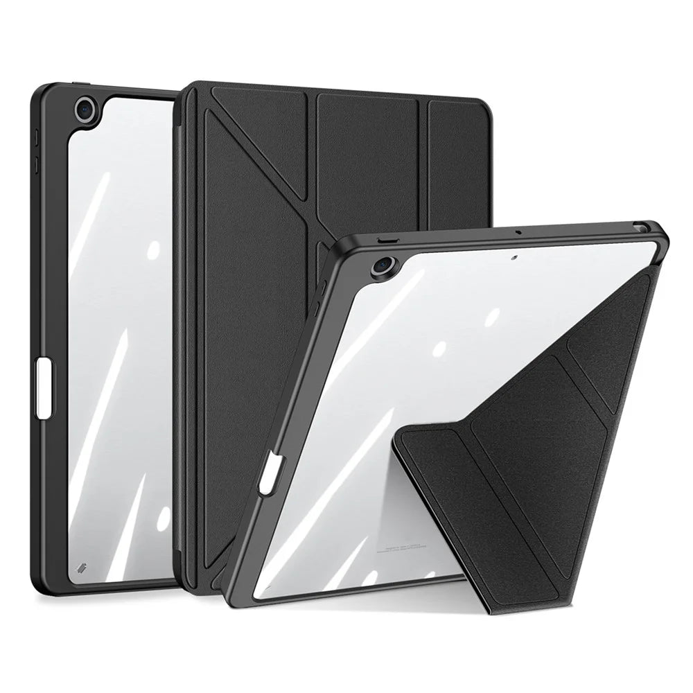 DUX DUCIS Magi Protective Case for iPad 10.2 (2019) / (2020) / (2021) V-fold Stand Anti-scratch Leather+PC+TPU Tablet Cover Support Auto Wake / Sleep - Black - 1
