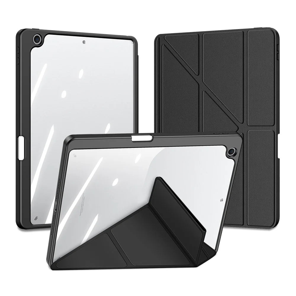 DUX DUCIS Magi Protective Case for iPad 10.2 (2019) / (2020) / (2021) V-fold Stand Anti-scratch Leather+PC+TPU Tablet Cover Support Auto Wake / Sleep - Black - 2