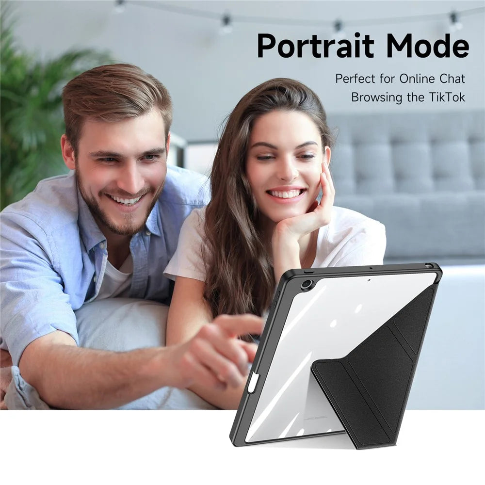 DUX DUCIS Magi Protective Case for iPad 10.2 (2019) / (2020) / (2021) V-fold Stand Anti-scratch Leather+PC+TPU Tablet Cover Support Auto Wake / Sleep - Black - 4