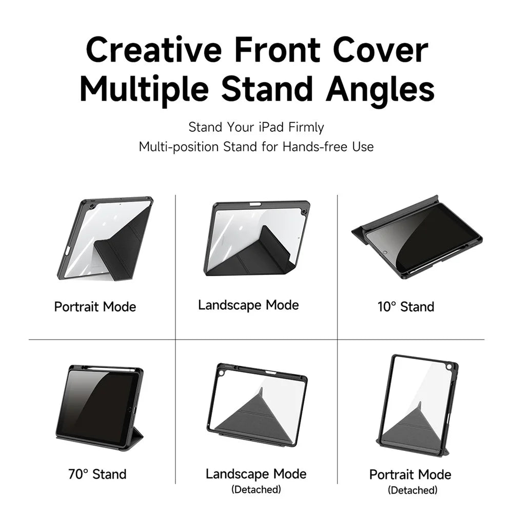 DUX DUCIS Magi Protective Case for iPad 10.2 (2019) / (2020) / (2021) V-fold Stand Anti-scratch Leather+PC+TPU Tablet Cover Support Auto Wake / Sleep - Black - 5