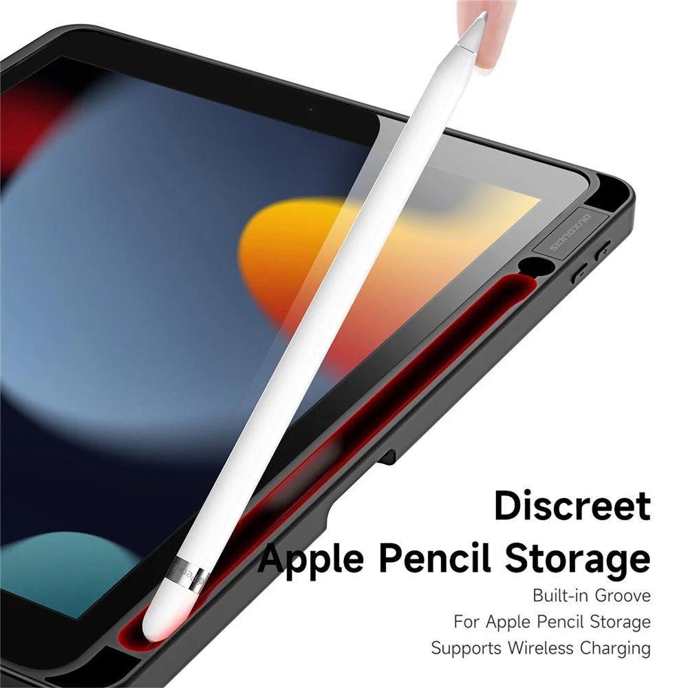 DUX DUCIS Magi Protective Case for iPad 10.2 (2019) / (2020) / (2021) V-fold Stand Anti-scratch Leather+PC+TPU Tablet Cover Support Auto Wake / Sleep - Black - 7
