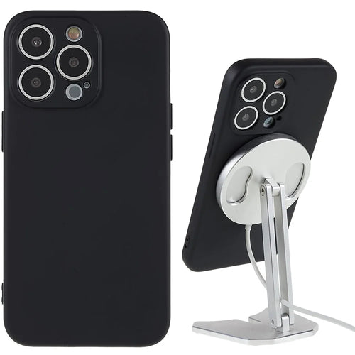 Liquid Series for iPhone 13 Pro 6.1 inch Magnetic Liquid Silicone Case Soft TPU Frame Microfiber Lining Anti-Scratch Cover - Black - 1