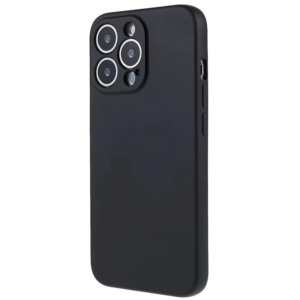 Liquid Series for iPhone 13 Pro 6.1 inch Magnetic Liquid Silicone Case Soft TPU Frame Microfiber Lining Anti-Scratch Cover - Black - 3
