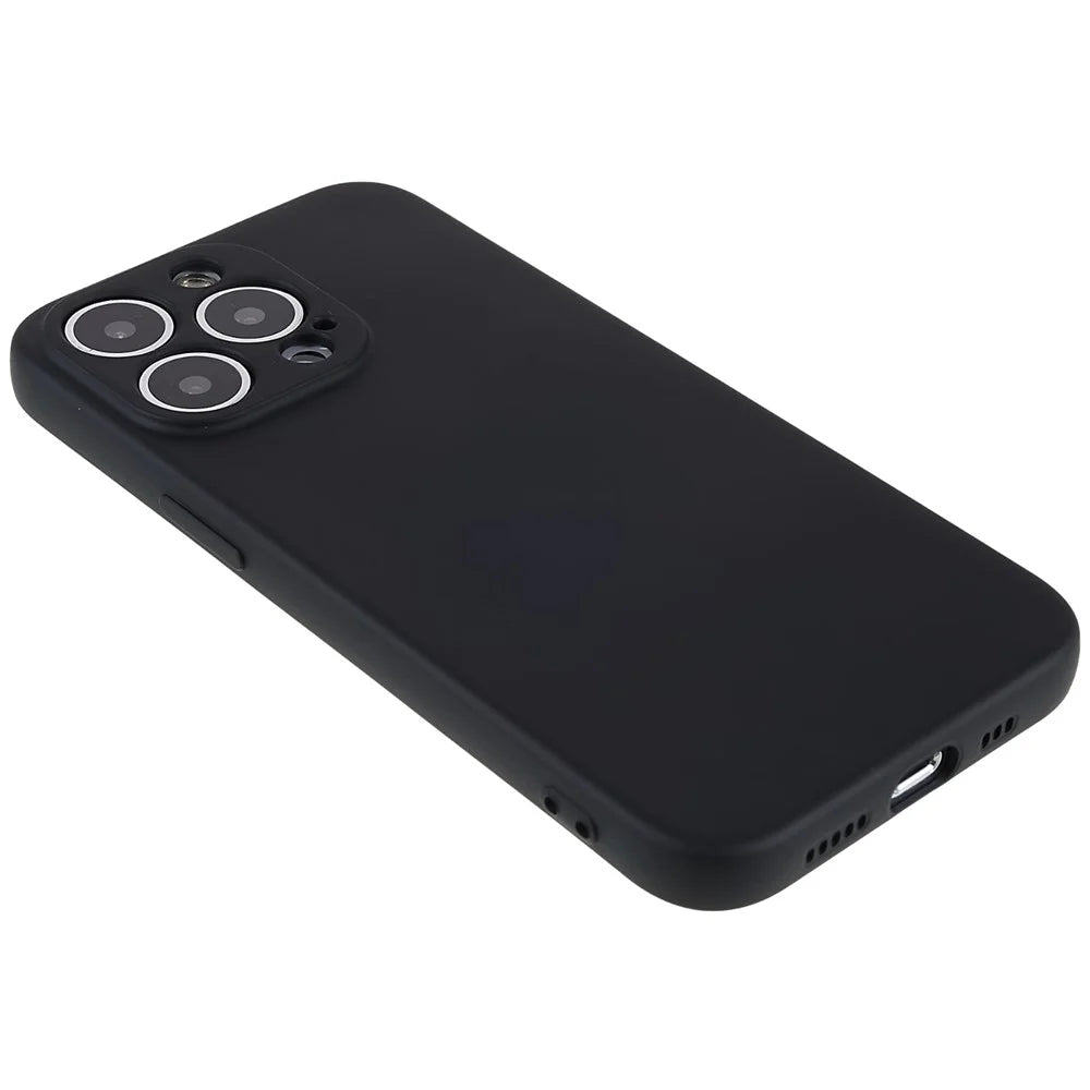Liquid Series for iPhone 13 Pro 6.1 inch Magnetic Liquid Silicone Case Soft TPU Frame Microfiber Lining Anti-Scratch Cover - Black - 5