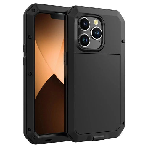 All-round Protection Phone Case for iPhone 14 Pro 6.1 inch, Drop-proof Shockproof Back Cover with Tempered Glass Screen Protector - Black - 1