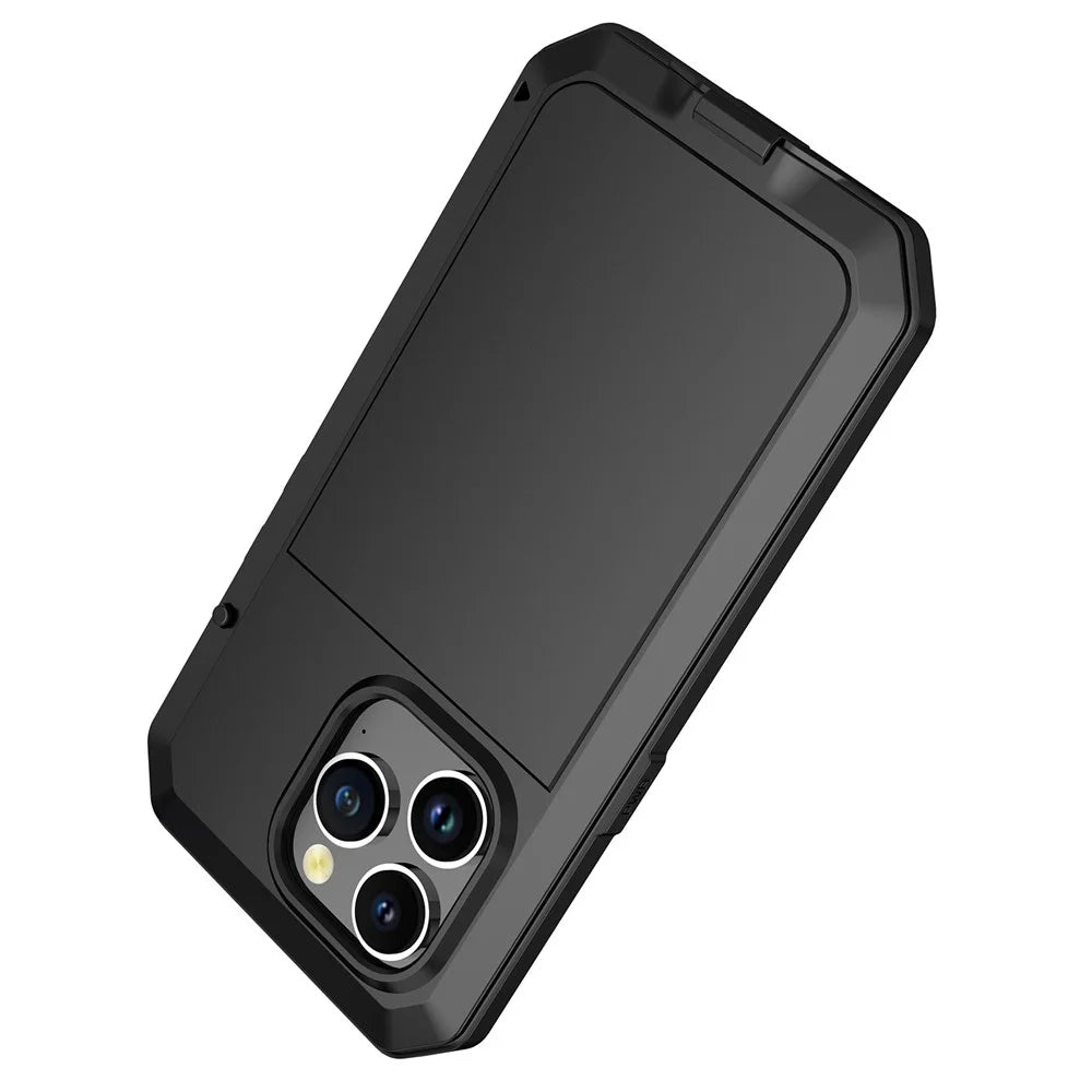 All-round Protection Phone Case for iPhone 14 Pro 6.1 inch, Drop-proof Shockproof Back Cover with Tempered Glass Screen Protector - Black - 5