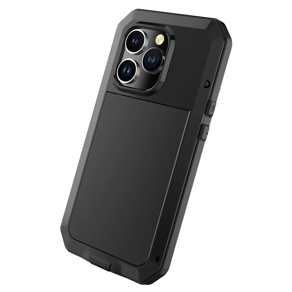All-round Protection Phone Case for iPhone 14 Pro 6.1 inch, Drop-proof Shockproof Back Cover with Tempered Glass Screen Protector - Black - 7