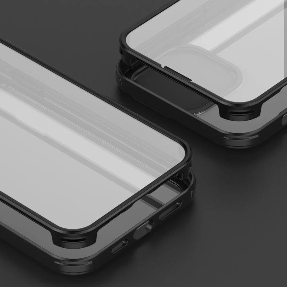 For iPhone 14 Pro Max Anti-scratch HD Clear Phone Case Detachable 2-in-1 Double-sided Tempered Glass Phone Cover - Black - 3