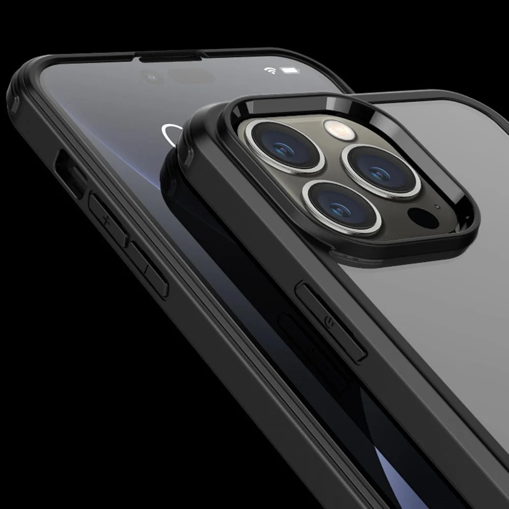 For iPhone 14 Pro Max Anti-scratch HD Clear Phone Case Detachable 2-in-1 Double-sided Tempered Glass Phone Cover - Black - 5