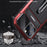 For iPhone 14 Pro Max Shockproof Phone Case TPU+Metal Back Cover Kickstand with Tempered Glass Film and Strap - Red - 6