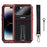 For iPhone 14 Pro Max Shockproof Phone Case TPU+Metal Back Cover Kickstand with Tempered Glass Film and Strap - Red - 7