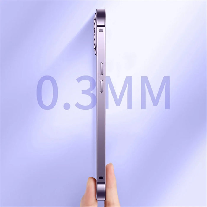 For iPhone 14 Pro Matte Phone Cover with Aluminium Alloy Bumper Frame Anti-scratch Phone Case with Metal Camera Lens Protector - Purple - 5