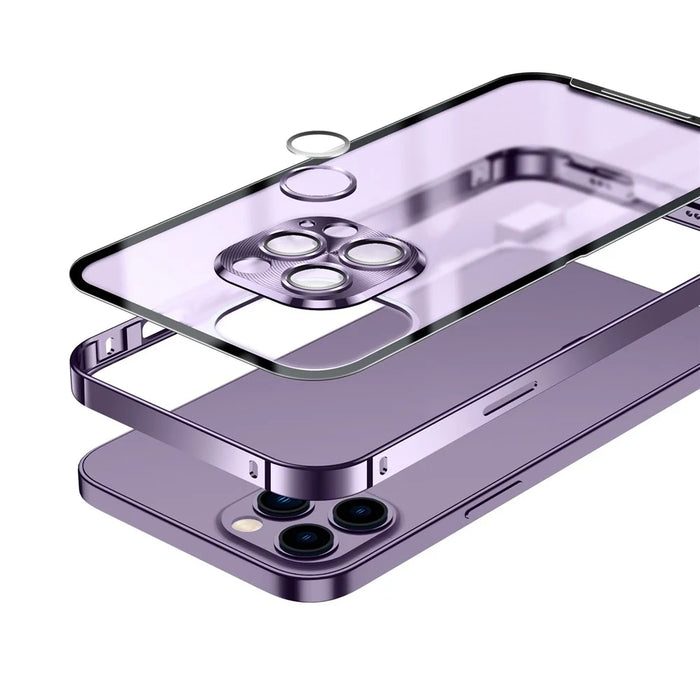 Anti-fall Phone Cover For iPhone 14 Pro Max Aluminium Alloy Bumper Frame Shockproof Matte Phone Case with Metal Camera Lens Protector - Black - 3