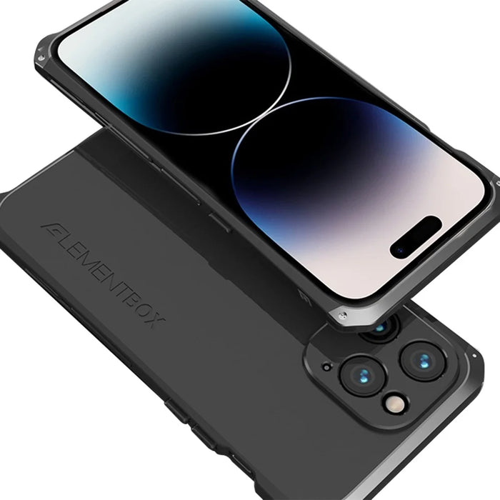 Anti-Fall Phone Case for iPhone 14 Pro Max Matte Slim Case Metal Frame Hard PC Back Shockproof Cover - Black - 1