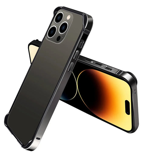 For iPhone 14 Pro Scratch-proof Phone Case Soft TPU Metal Frame Detachable Case Ultra Slim Protective Cover - Black - 1