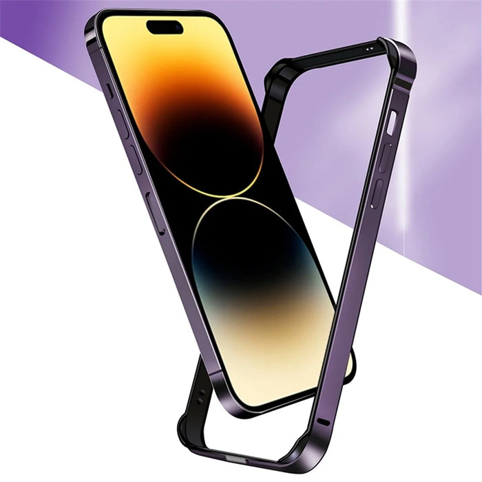 For iPhone 14 Pro Scratch-proof Phone Case Soft TPU Metal Frame Detachable Case Ultra Slim Protective Cover - Black - 2