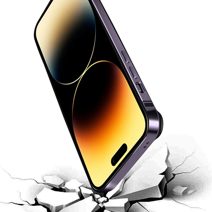 For iPhone 14 Pro Scratch-proof Phone Case Soft TPU Metal Frame Detachable Case Ultra Slim Protective Cover - Black - 4
