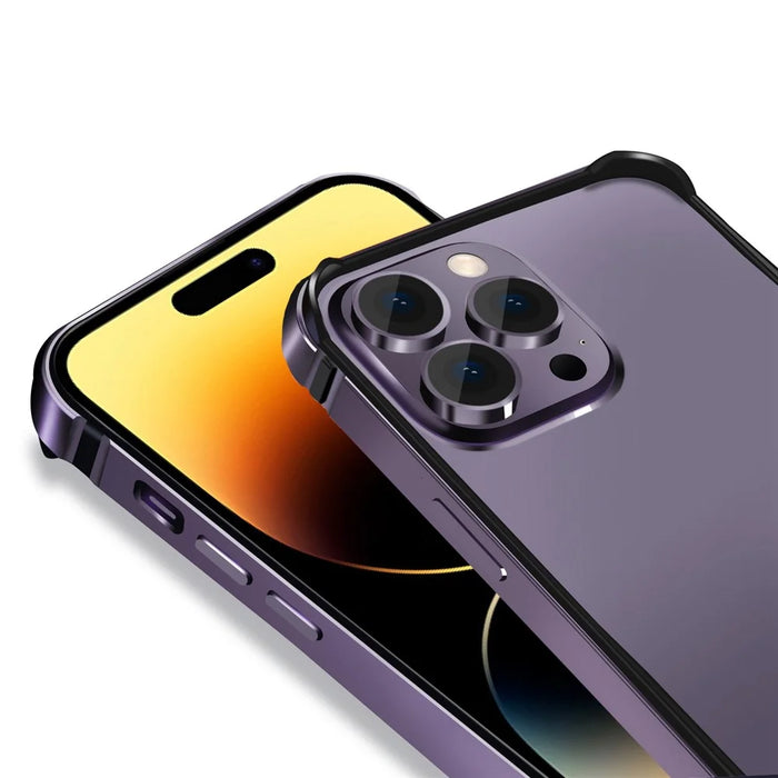 For iPhone 14 Pro Scratch-proof Phone Case Soft TPU Metal Frame Detachable Case Ultra Slim Protective Cover - Black - 5