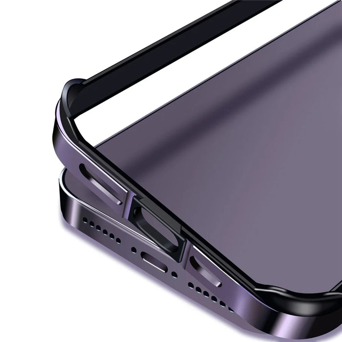 For iPhone 14 Pro Scratch-proof Phone Case Soft TPU Metal Frame Detachable Case Ultra Slim Protective Cover - Black - 7