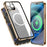 For iPhone 11 Pro Max 6.5 inch Magnetic Phone Case Matte Hard PC + Metal + Tempered Glass Anti-Fall Phone Cover Shockproof Case with Magnetic Lock - Gold - 1