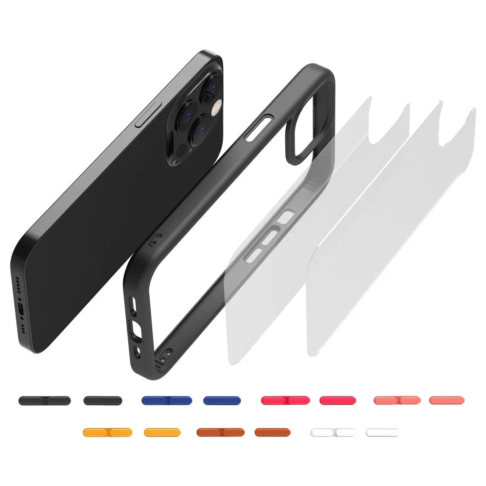 For iPhone 14 Pro Max 9H Hardness Tempered Glass Back Cover Matte TPU Frame Shockproof Transparent Phone Case - Black - 3