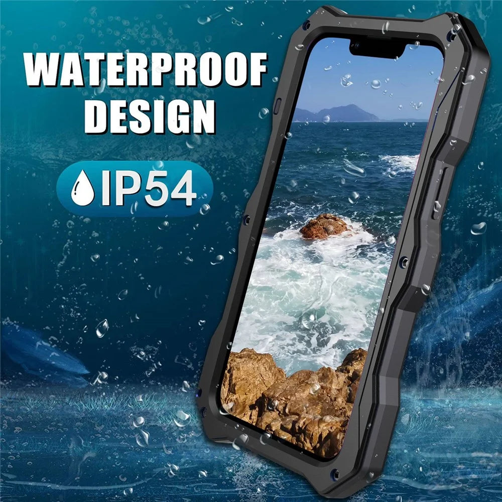 For iPhone 14 Anti-drop Phone Case Metal + Silicone Phone Shell Kickstand Lens Protection Sliding Cover with Tempered Glass Film - Black - 4