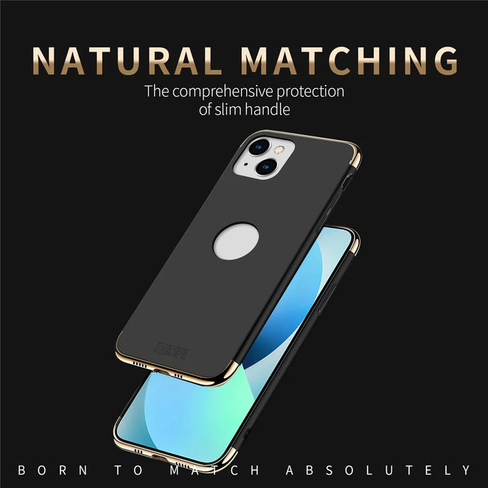 MOFI Guard Series Back Cover for iPhone 14, Detachable 3-in-1 Electroplating Hard PC Protective Case - Black - 3