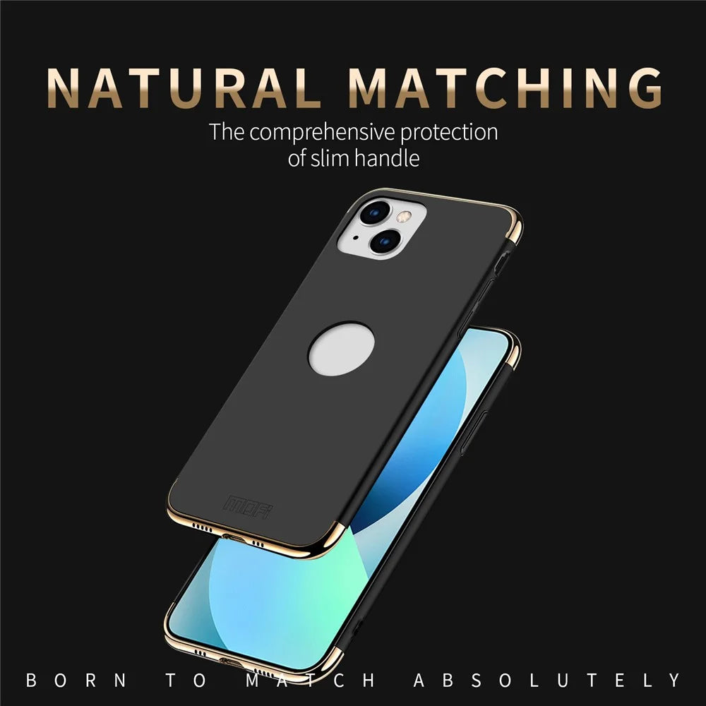 MOFI Guard Series Electroplating Back Cover for iPhone 14 Plus, Detachable 3-in-1 Hard PC Phone Case - Black - 3