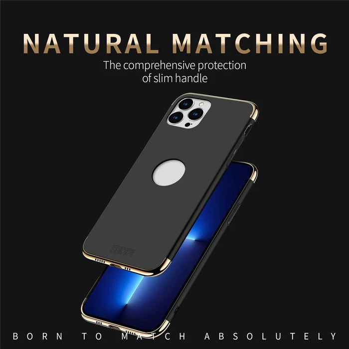 MOFI Guard Series Electroplating Back Cover for iPhone 14 Pro, Scratch Proof Detachable 3-in-1 Hard PC Phone Case - Black - 3