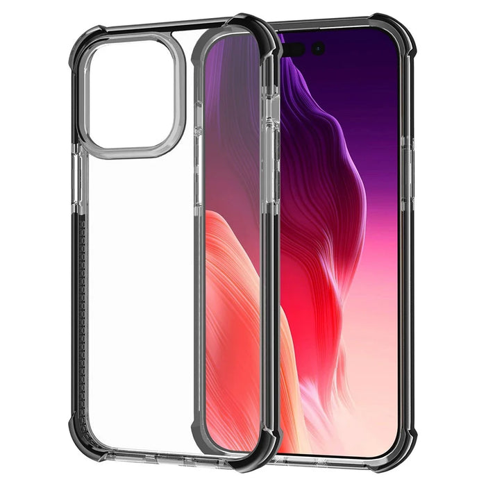 For iPhone 15 Pro Max Case Four Corners Anti Drop Clear TPU + TPE + PC Phone Cover - Black - 2