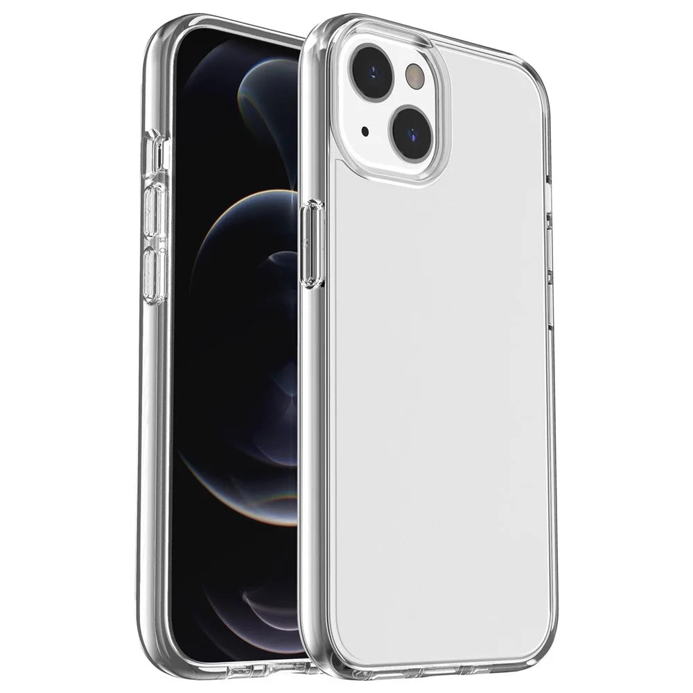 Transparent Phone Case for iPhone 15 , Hard PC + Soft TPU Case Anti-scratch Hybrid Cover - Transparent - 1