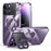 For iPhone 14 Pro Max Kickstand Case Tempered Glass+Aluminum Alloy+PC Phone Cover Compatible with MagSafe - Purple - 1