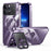 Compatible with MagSafe Phone Cover for iPhone 13 Pro Max 6.7 inch Tempered Glass+Aluminum Alloy+PC Kickstand Case - Purple - 1