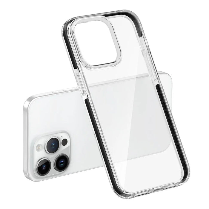 For iPhone 15 Pro HD Clear Phone Cover Shockproof Flexible TPU+TPE Phone Case Shell - Transparent Black - 4