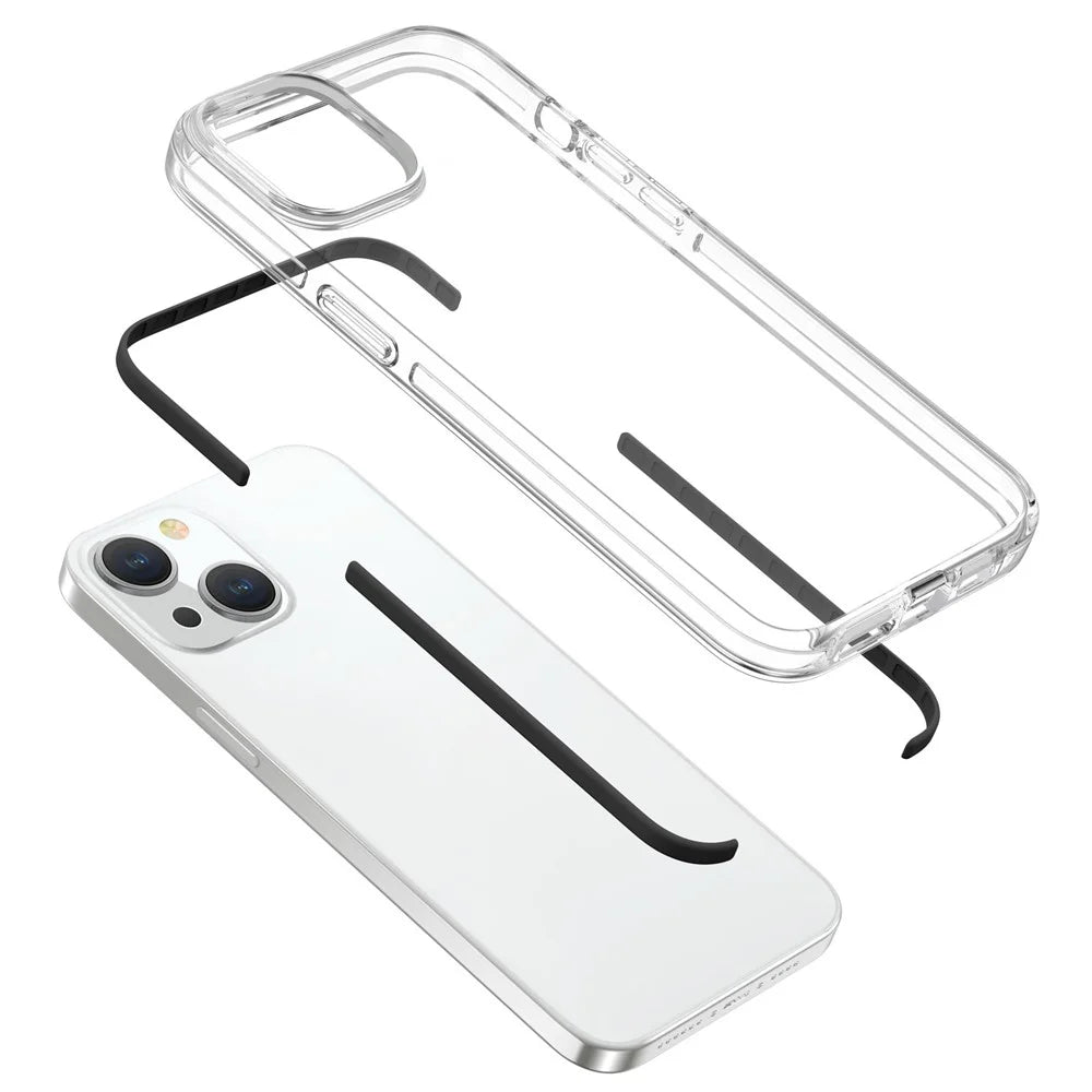 For iPhone 15 Plus Anti-Scratch Phone Cover Clear Slim Dustproof TPU+TPE Mobile Phone Case Shell - Transparent Black - 3