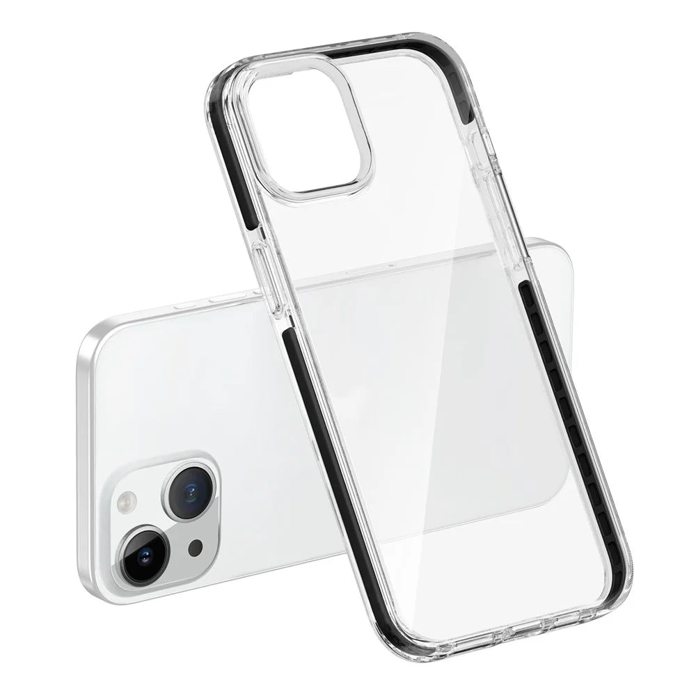 For iPhone 15 Plus Anti-Scratch Phone Cover Clear Slim Dustproof TPU+TPE Mobile Phone Case Shell - Transparent Black - 4