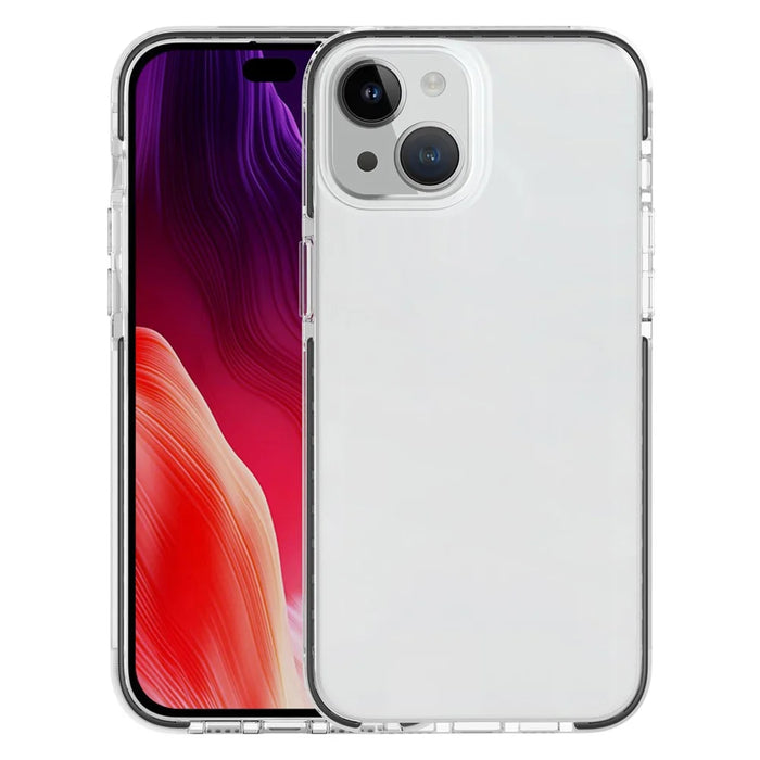 Clear Phone Cover for iPhone 15 , Flexible TPU+TPE Shell Shockproof Cell Phone Case - Transparent Black - 2