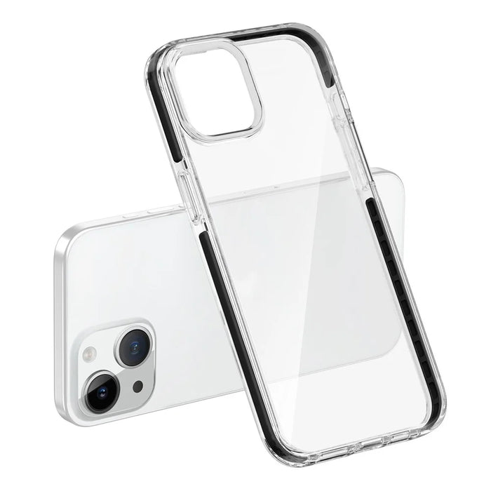 Clear Phone Cover for iPhone 15 , Flexible TPU+TPE Shell Shockproof Cell Phone Case - Transparent Black - 4