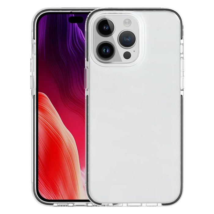 For iPhone 15 Pro Max Flexible TPU+TPE Clear Phone Cover Super Slim Shockproof Cell Phone Case Shell - Transparent Black - 2
