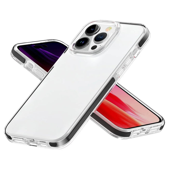 For iPhone 15 Pro Max Flexible TPU+TPE Clear Phone Cover Super Slim Shockproof Cell Phone Case Shell - Transparent Black - 5