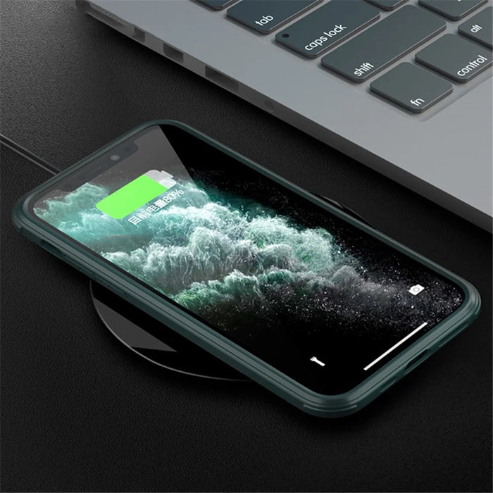 For iPhone XR Full Body Protection Clear Case Double Side Tempered Glass + Silicone Frame Phone Cover - Midnight Green - 5