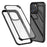 For iPhone 15 Pro Max Double-Sided Tempered Glass + Silicone Frame Phone Case Full Protection Phone Cover - Black - 1