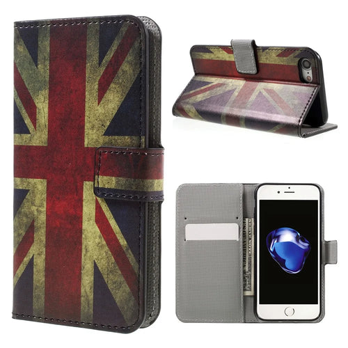 Flip Leather Wallet Stand Cover for iPhone 7/8/SE (2020)/SE (2022) - Vintage UK Flag - 1
