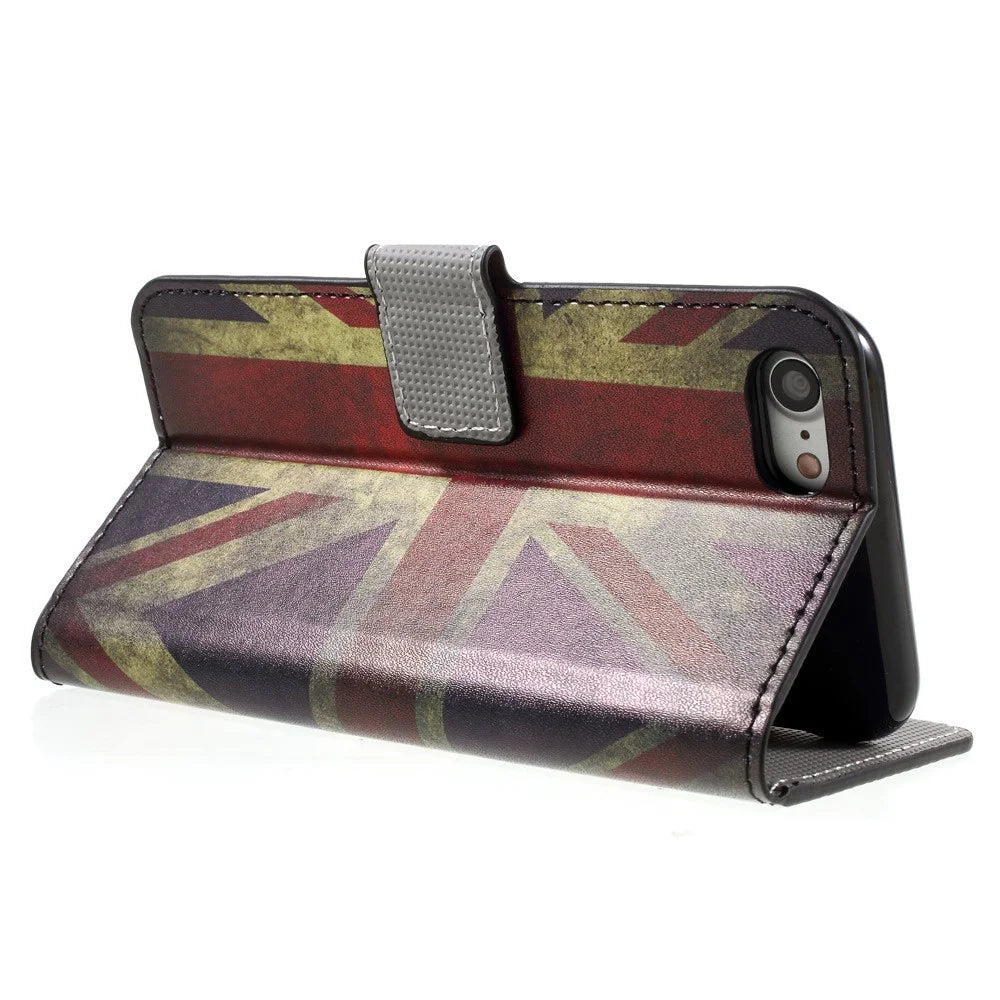 Flip Leather Wallet Stand Cover for iPhone 7/8/SE (2020)/SE (2022) - Vintage UK Flag - 5
