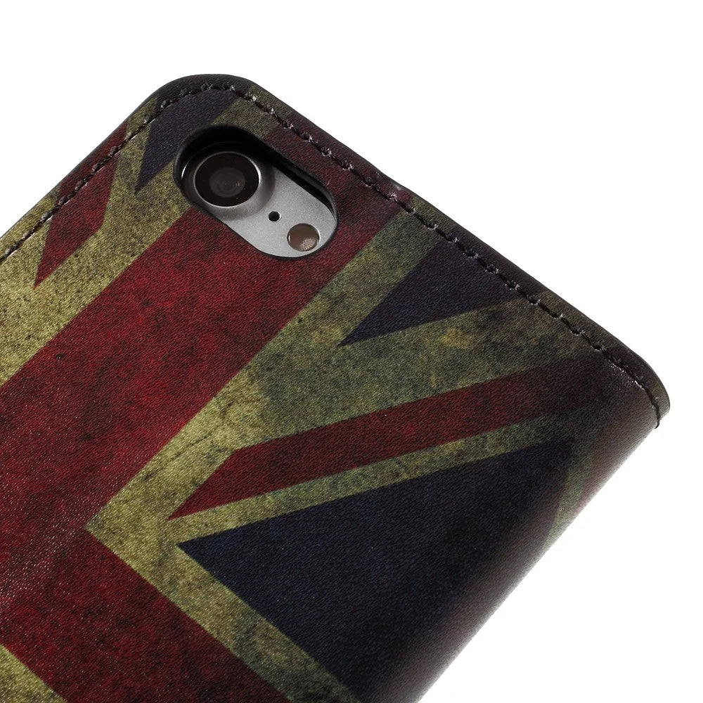Flip Leather Wallet Stand Cover for iPhone 7/8/SE (2020)/SE (2022) - Vintage UK Flag - 7